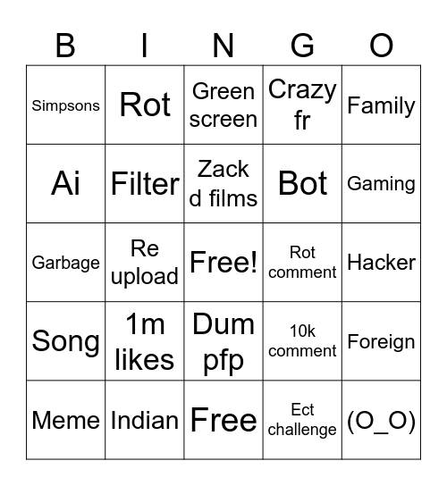 Y s bingo Card