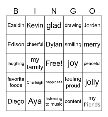 Happy Bingo Card