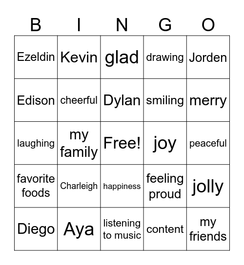 Happy Bingo Card
