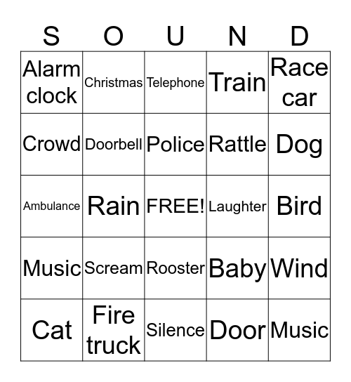 Listening Bingo Card