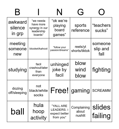 NUSHLit Bingo Card