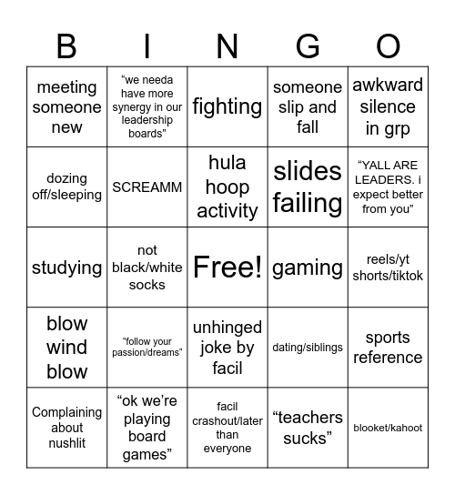 NUSHLiT Bingo Card