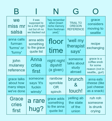 Grace & Anna Reunion ! Bingo Card