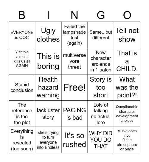 Dawntrailing off the deep end Bingo Card