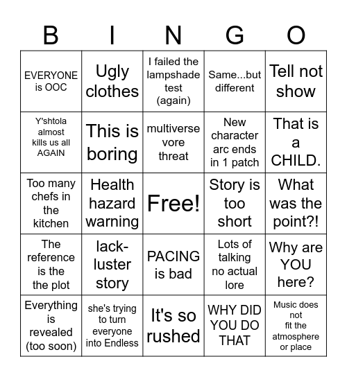 Dawntrailing off the deep end Bingo Card