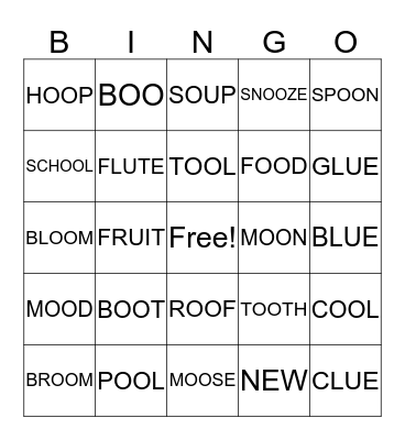 "OO" Bingo Card
