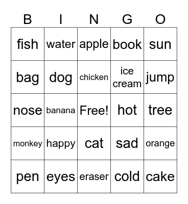 Grades 3-4 Bingo Card