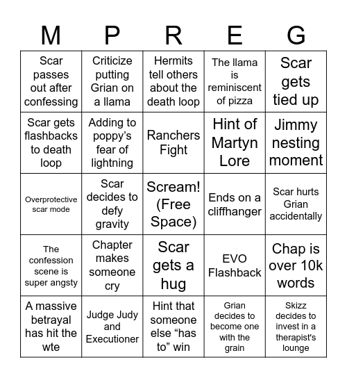 WTE: Limited Life Chapter 8 Bingo Card