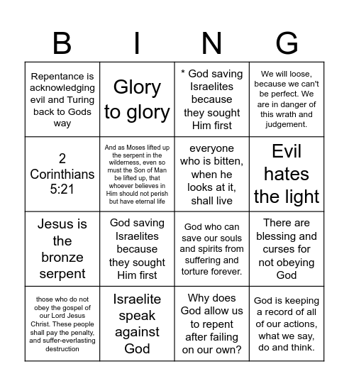 Jesus our Savior Bingo Card