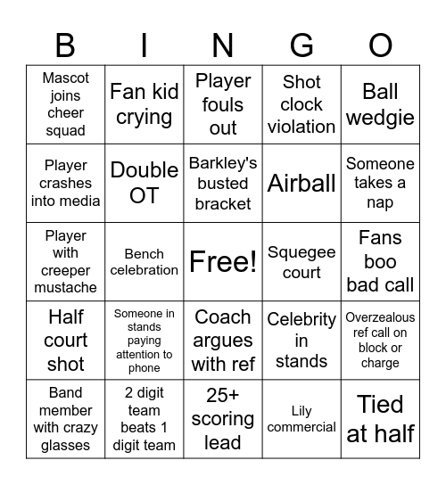 March Madness 2025 Bingo Card