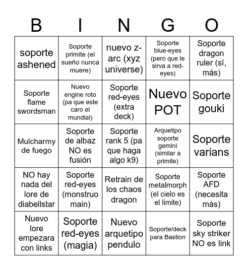 DUELIST ADVANCE Bingo Card