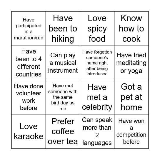 BIN-GO-Around Bingo Card