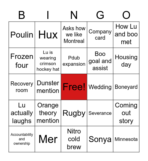 September Bingo Card