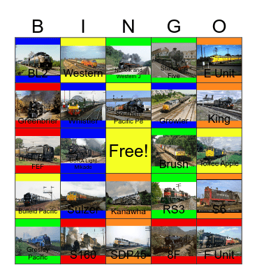 Railway Museums that the Children and I would like to take a photograph one day Bingo Card