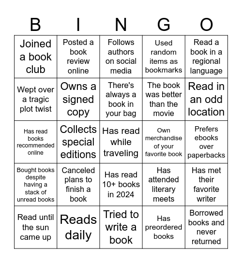 Book Bingo Card