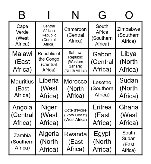 AfroBingo Card