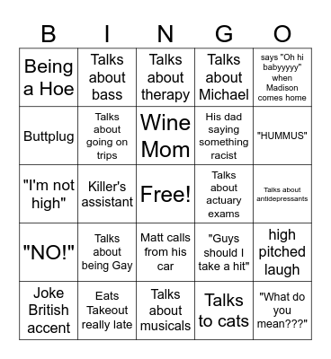 Matt Bingo Card