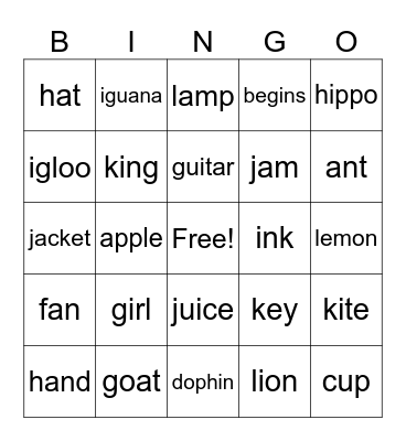 Phonics unit 3 & 4 Bingo Card