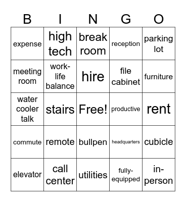 Facilities Bingo Card