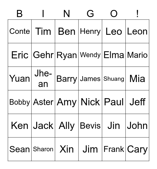 悅慶資訊_賓果 Bingo Card