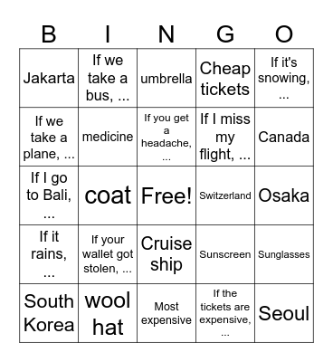 First Conditional Bingo Card