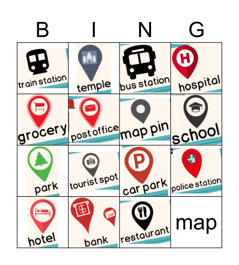 Google Map Symbols Bingo Card