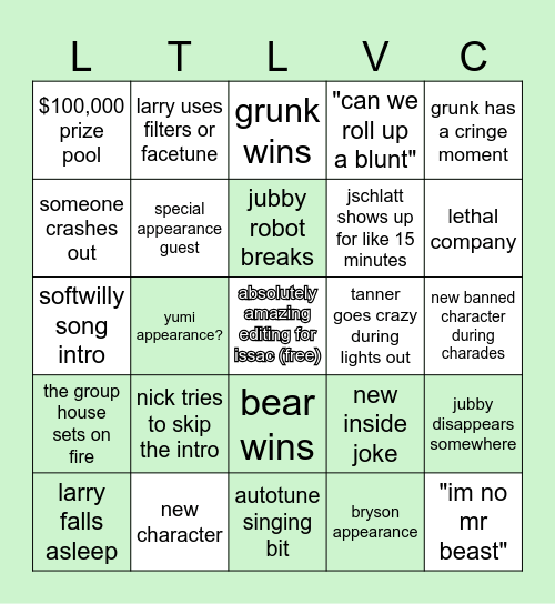 LTLVC5 predictions Bingo Card