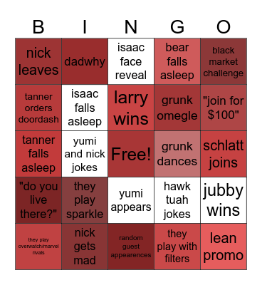 ltlvc5 bingo Card