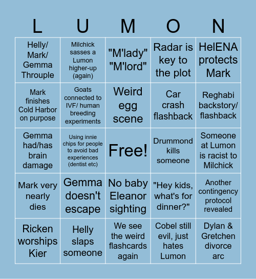 Severence Starts Now Bingo Card