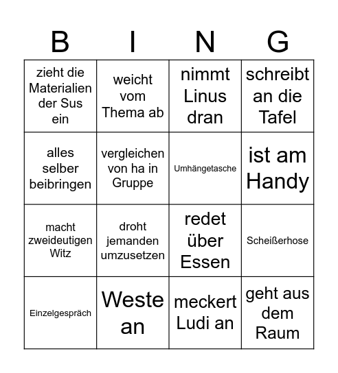Bingo für Uwe Bingo Card