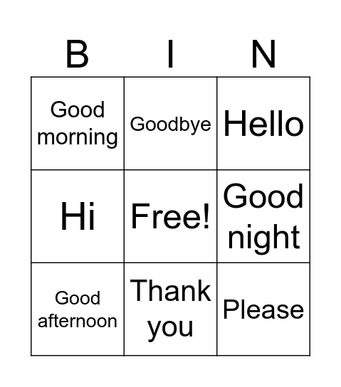 bingo Card
