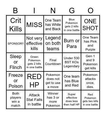 Vintendo Colours Bingo Card