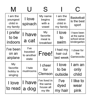 Richland 2 Honor Chorus Ice Breaker '25 Bingo Card