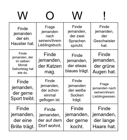 Kennenlern-Bingo Card