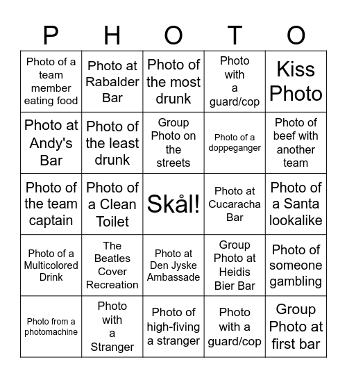 Pub Crawl Bingo Board Bingo Card