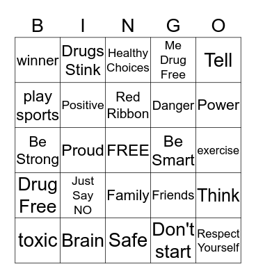 Red Ribbon Week Bingo Card