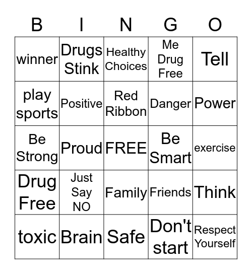 Red Ribbon Week Bingo Card