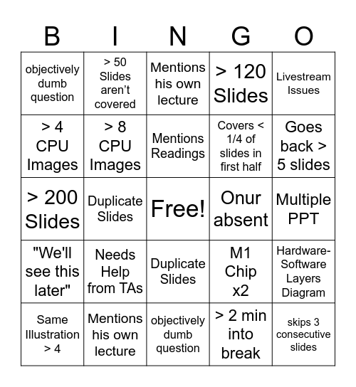 DDCA Bingo Card