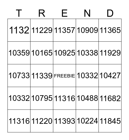 TRENDING NOW BINGO Card