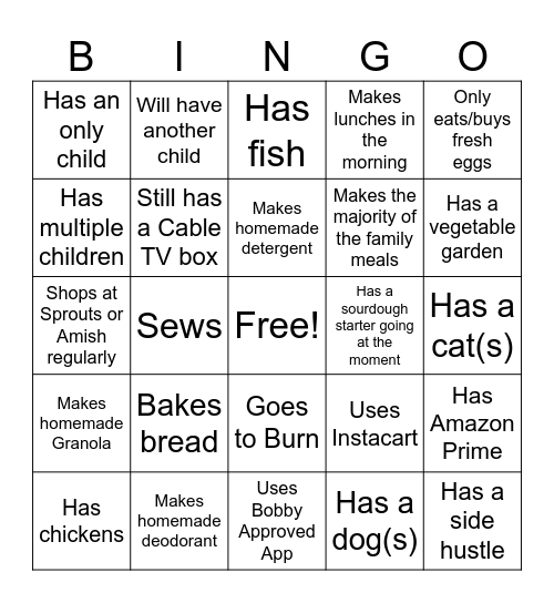 TRAD MOM LIFE Bingo Card