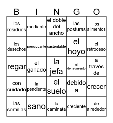 AP-Unidad 1-Subtema#2-El medio ambiente Bingo Card