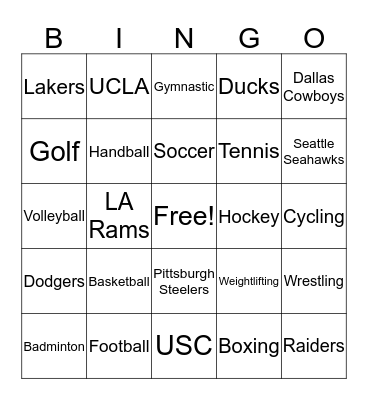 SPORTS BINGO Card