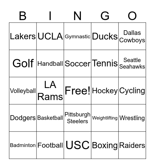 SPORTS BINGO Card