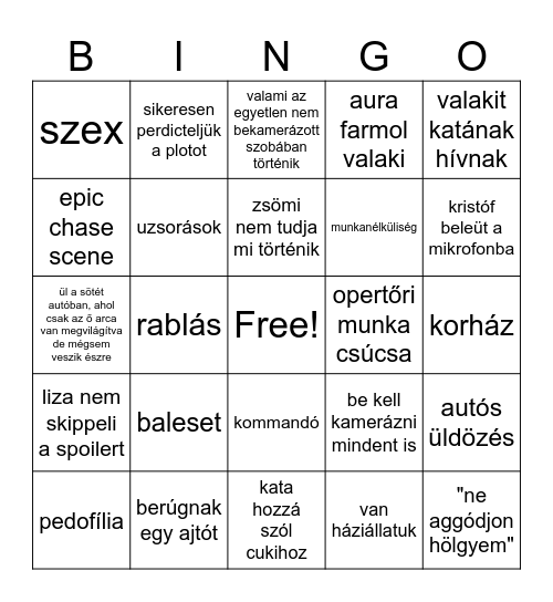 Magánnyomozók bingó Bingo Card