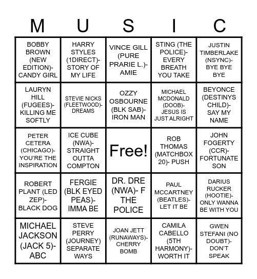 BEFORE THEY WENT SOLO Bingo Card