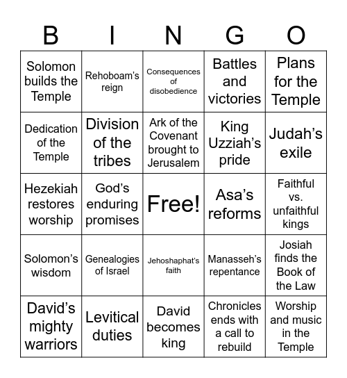 1&2 Chronicles Bingo Card