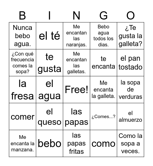 YAWYE Speaking IPA vocab (Listen in English find in Spanish) Bingo Card