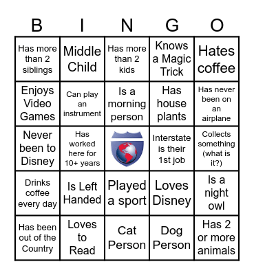 INTERSTATE BINGO Card