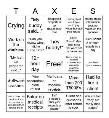 Tax Season Bingo! Bingo Card