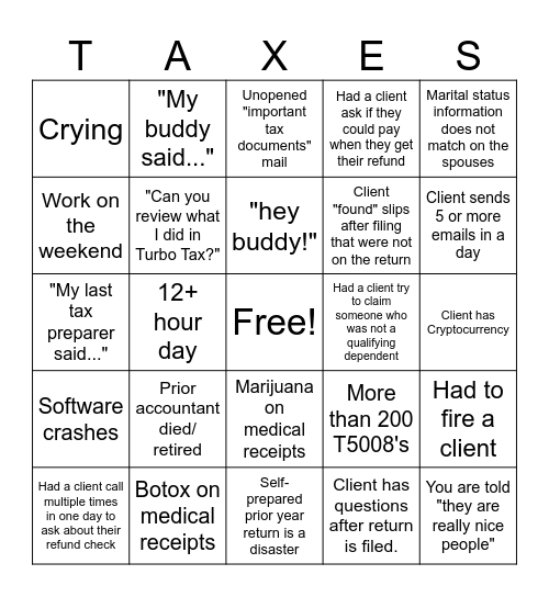 Tax Season Bingo! Bingo Card